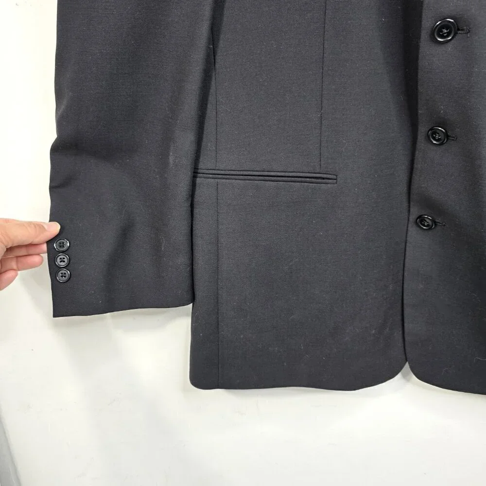 Vintage Givenchy Monsieur USA Virgin Wool Stone Black Blazer Suit Sport Coat